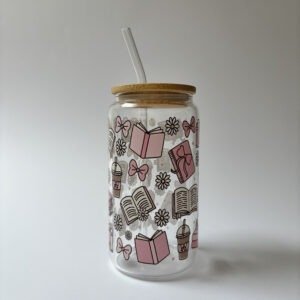 Pages & Pink Moments Glass Bottle