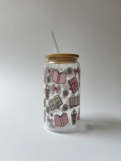 Pages & Pink Moments Glass Bottle