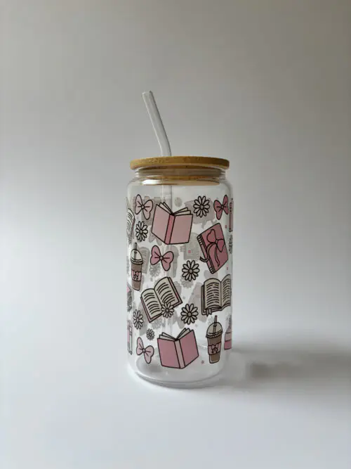Pages & Pink Moments Glass Bottle