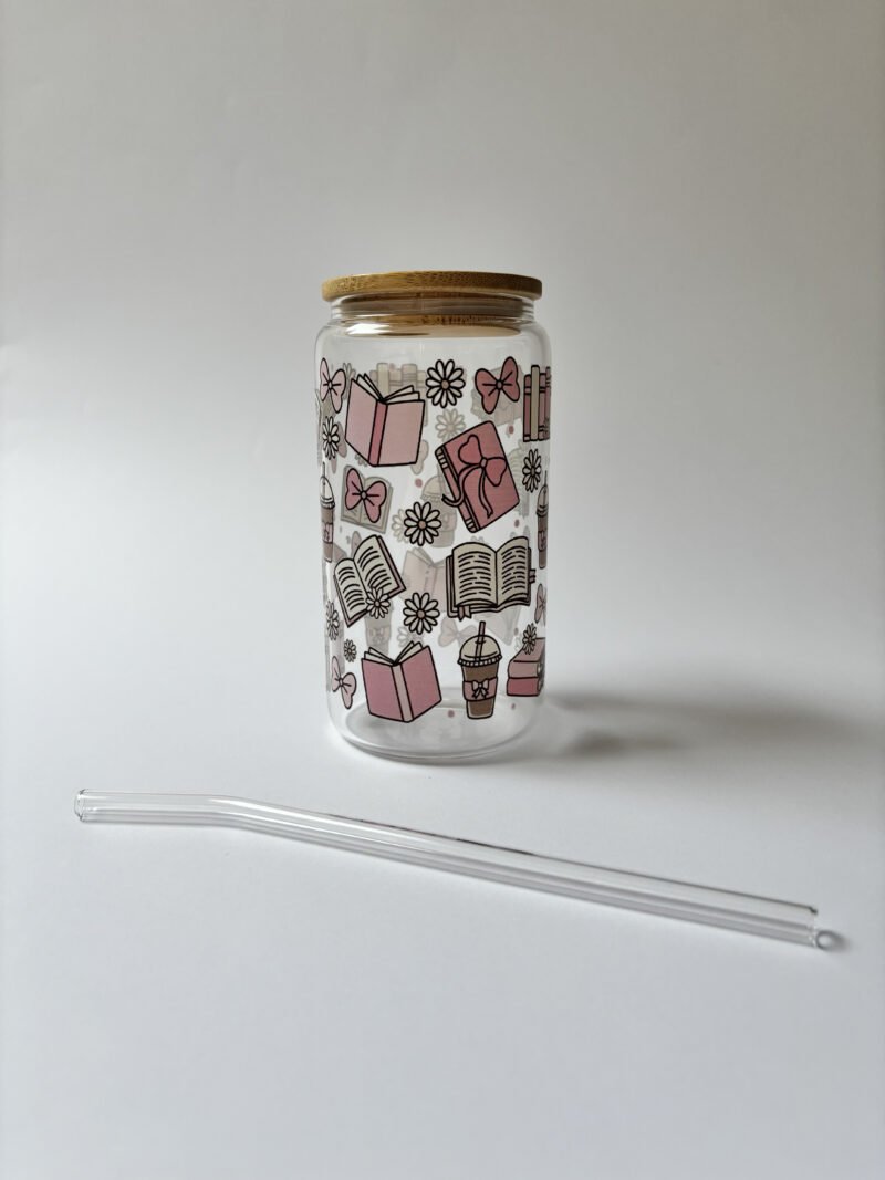 Pages & Pink Moments Glass Bottle