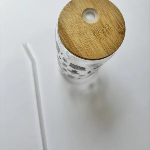 Iced Coffee & Book Pages Glass Bottle