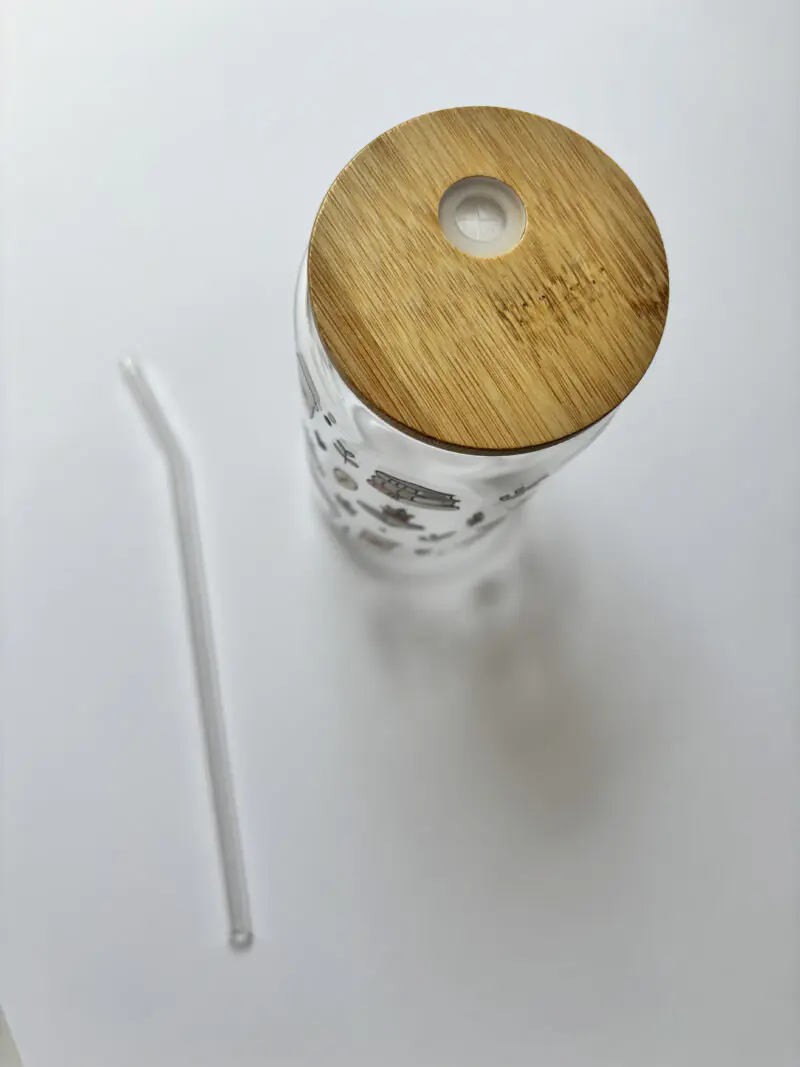 Iced Coffee & Book Pages Glass Bottle