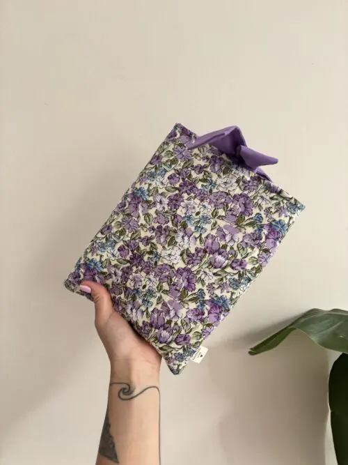 Bow Book Lovers Booksleeve Purple Petals