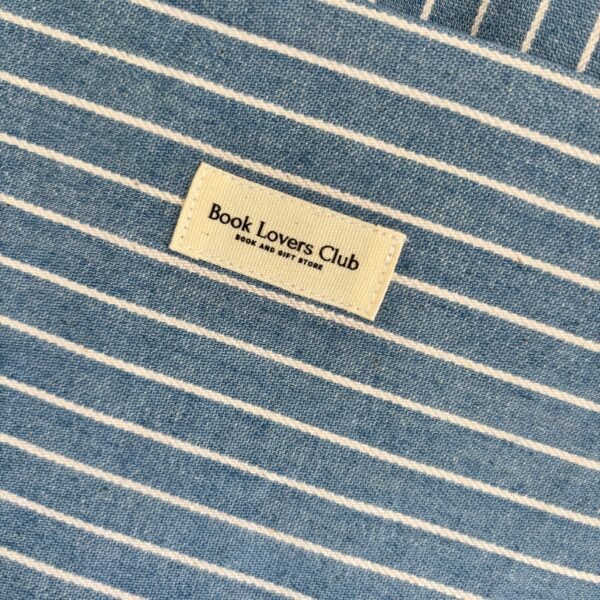 Bow Book Lovers Booksleeve Pocket Blue & White Striped Denim