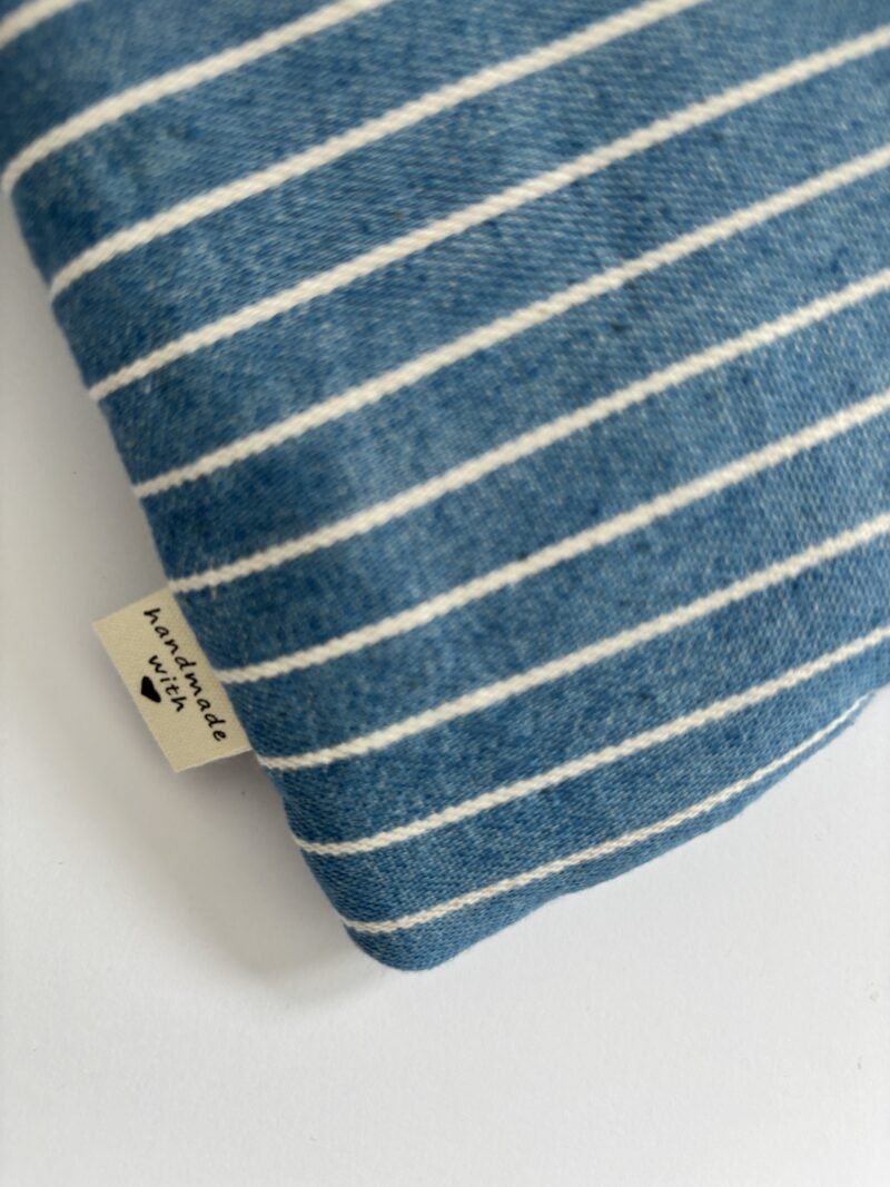 Bow Book Lovers Booksleeve Pocket Blue & White Striped Denim